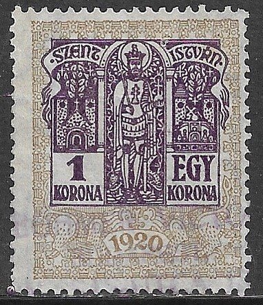 HUNGARY 1921 1.26k St Stephen General Revenue Wmk Lorraine Cross BFT.380 Used