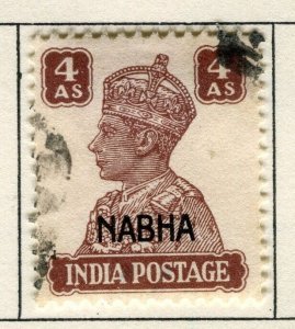 INDIA; NABHA 1942 early GVI Optd issue fine used 4a. value