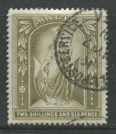 Malta - Scott 17 - Malta  -1899 - FU - Single 2/6p Stamp