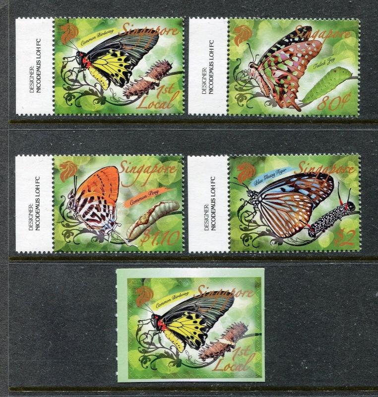 Singapore 1423-1427, MNH, Insects  Batterflies 2010. x28315