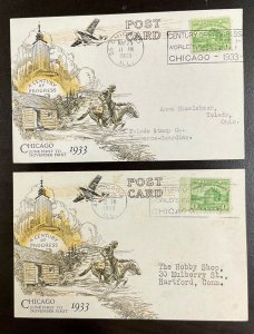 728 Two Linprint Post Card Cachets 1933 Century of Progress FDC P-5e postcards