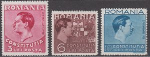 Romania Scott 472-474 1938 MH