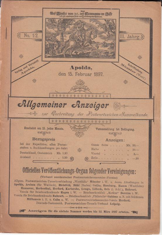 Allgemeiner Anzeiger - 1896 #1, 1897 1/2,4,5,7 (Apolda/Munster)