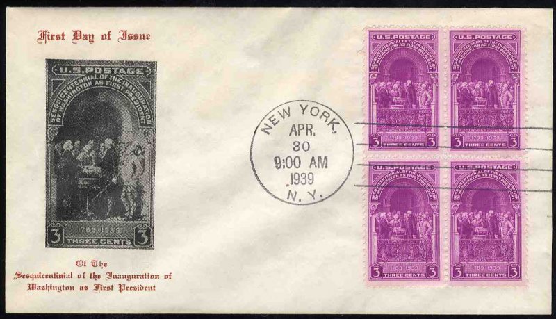 United States First Day Covers #854-55, 1939 3c Washington Inauguration, unkn...