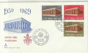 1969 Vatican Europa Ten Years Europa CEPT Cancels & Stamps Crest FDC Cover 29519 
