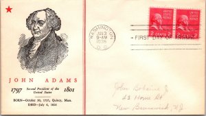 FDC 1938 SC #806 Linprint Cachet - Washington DC - Pair - J5403