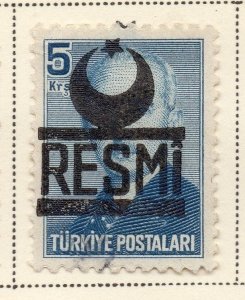 Turkey 1951-54 Early Issue Fine Used 5k. Optd Resmi Star & Crescent 085544