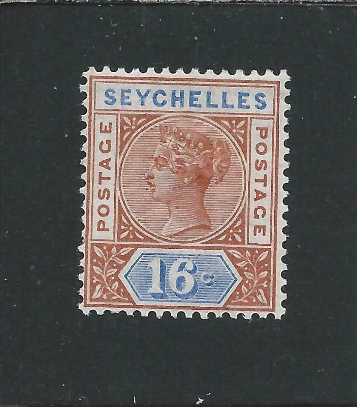 SEYCHELLES 1890-92 DIE 2 16c CHESTNUT & ULTRAMARINE MM SG 14 CAT £45