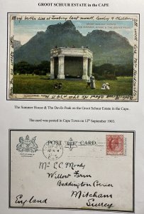 1903 Cape Town South Africa Picture Postcard Cover To England The Devils Peak