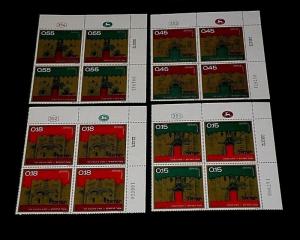 ISRAEL #488-491, 1972, GATES OF JERUSALEM, PLATE NUMBER BLOCKS/4, SET/4, MNH, 