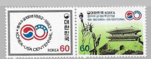 Korea 1293b 100th U.S. Korea Treaty pair MNH