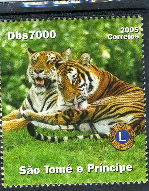 Sao Tome & Principe  2005 TIGERS LIONS Emblem 1 value Perforated Mint (NH)