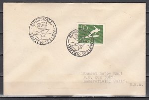 Sweden, 1955 issue. 27/FEB/55 Skiing Cancels on Stamped cover. ^