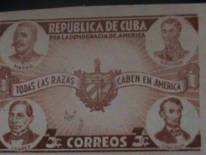 ​CUBA-1942-SC#369-SPRIT OF DEMOCRACY IN THE AMERICA-RARE IMPERF-MINT -VF-