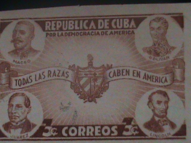 ​CUBA-1942-SC#369-SPRIT OF DEMOCRACY IN THE AMERICA-RARE IMPERF-MINT -VF-