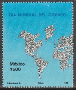 MEXICO 1564 World Post Day SINGLE. MINT, NH. VF.