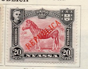 Nyassa 1911 Early Issue Fine Mint Hinged 20r. Republica Optd NW-265414