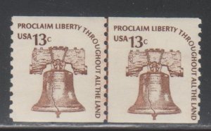 United States,  13c Liberty Bell (SC# 1618) MNH LINE PAIR