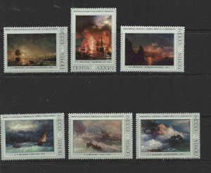 RUSSIA - 1974 SEASCAPES BY AIVAZOVSKI - SCOTT 4178 TO 4183 - MNH