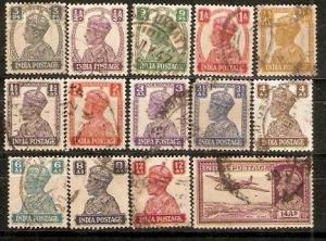 India 1940-43 KGVI upto 14As Sc 161A,168-79 14v Used Set # 2859