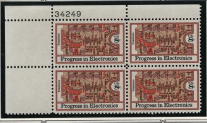 US, 1501, MNH, PLATE BLOCK, 1973, ELECTRONICS