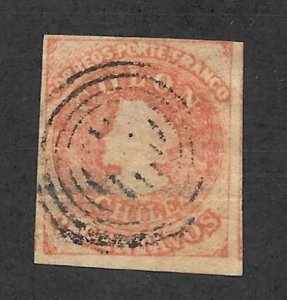 CHILE Scott #9 Used Imperf wmk b Columbus 2018 CV $8.00