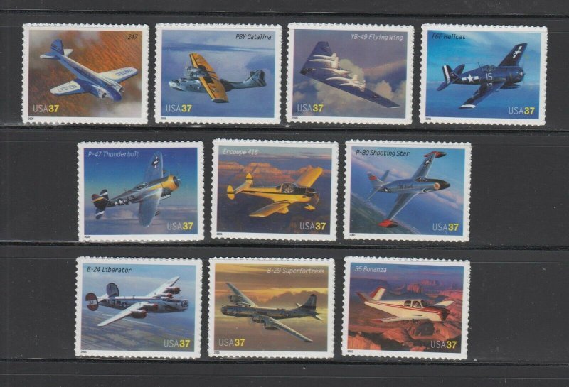 US,3916-25,AVIATION ADVANCES, 2005,FULL SETS COLLECTION,MINT NH OG,VF