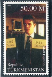 Turkmenistan 1999 MATT DAMON American Actor 1 value Perforated Mint (NH)