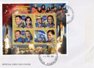 Somalia 2003 THE COLUMBIA TRAGEDY SPACE-RAMON (JUDAICA) FDC Local Shlt.Perf.