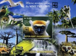 Malagasy 2011 WWF Primate LEMURS s/s Perforated Mint (NH)