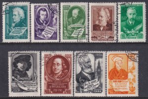 Russia 1956 Sc 1875-83 Shaw Ibsen Curie Rembrandt Mozart Heine Franklin Sesshu U