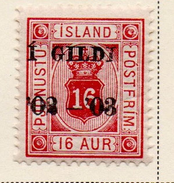 Iceland Sc O28 1902 16 aur official stamp overprinted  mint