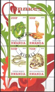 {g054} Rwanda 2010 Snakes sheet Used / CTO Cinderella