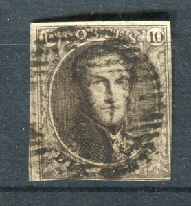 BELGIUM; 1850s classic Leopold Imperf issue used Shade of 10c. value