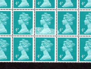 4p MACHIN UNMOUNTED MINT BLOCK + PRINTING ERROR