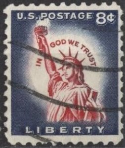 US 1042 (used) 8¢ Statue of Liberty, redrawn (1958)