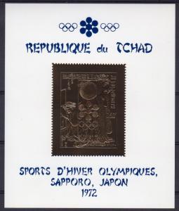 Chad 1971 Mi#Bl.22 Sapporo Olympics 1972/Ptgs by Kiyonaga S/S Gold (1) MNH