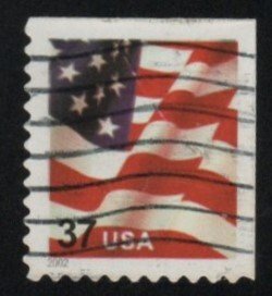 SC# 3635 - (37c) - Flag, die cut 11.3 on 2, 3 or 4 sides, Micro USPS, Used