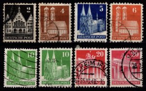 Germany [British/US Zone] 1948 Buildings, Part Set incl. perf var. [Used]