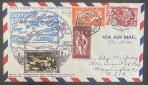 1939 Lisbon Portugal First Flight Cover FFC To Washington DC USA Crosby Cachet