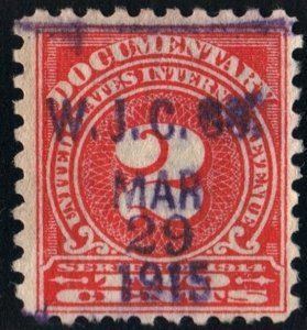 R208 2¢ Documentary Stamp (1914) Used/Date Stamp