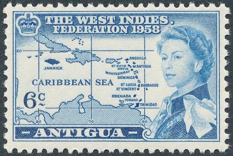 Antigua 1958 6c Blue SG136 MVLH