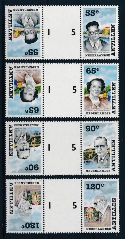 [95162] Netherlands Antilles 1988 Famous Persons Gutter Pairs MNH