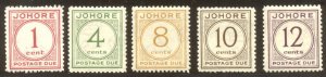 MALAYA - JOHORE #J1-5 MInt NH - 1938 Postage Dues