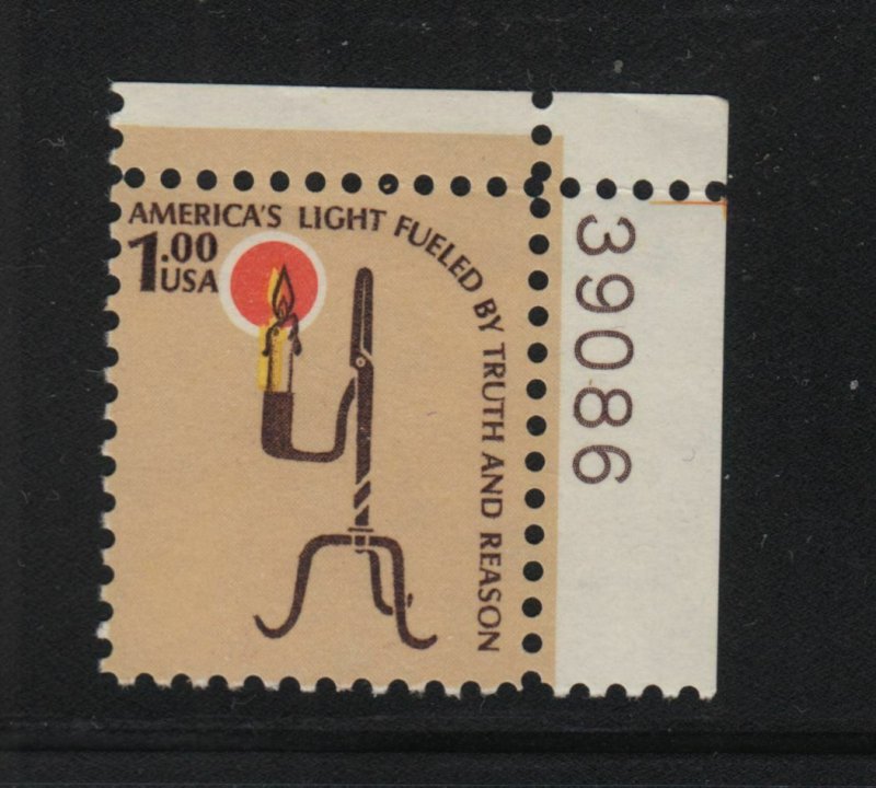 1979 Americana $1 Sc 1610 MNH plate number single 39086 UR