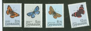 Denmark #977-980  Single (Complete Set) (Butterflies)