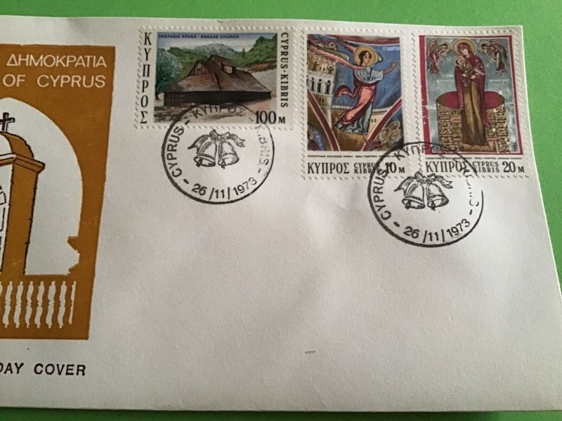 Cyprus First Day Cover Arakas Church Christmas 1973 Stamp Cover R43157