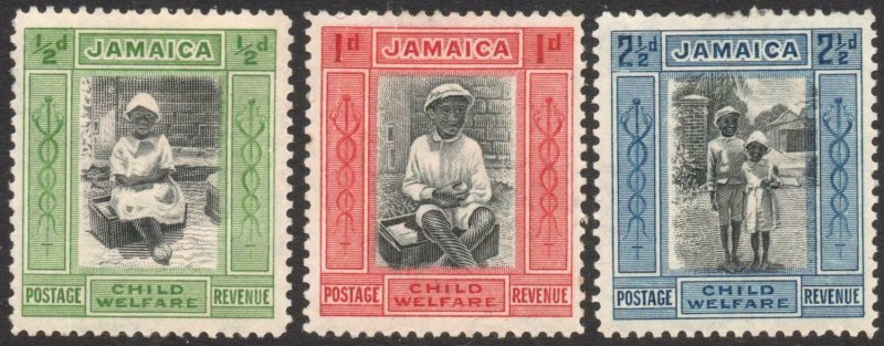 JAMAICA-1923 Child Welfare Set Sg 107-107c MOUNTED MINT V44170