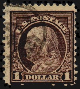 U.S. Scott #518: 1917 $1 Benjamin Franklin, Used, Ave.