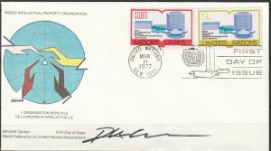 U.N. Combo WIPO FDC  WFUNA Cachet  Signed by designer